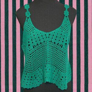 Rebellion Against green crochet top size medium